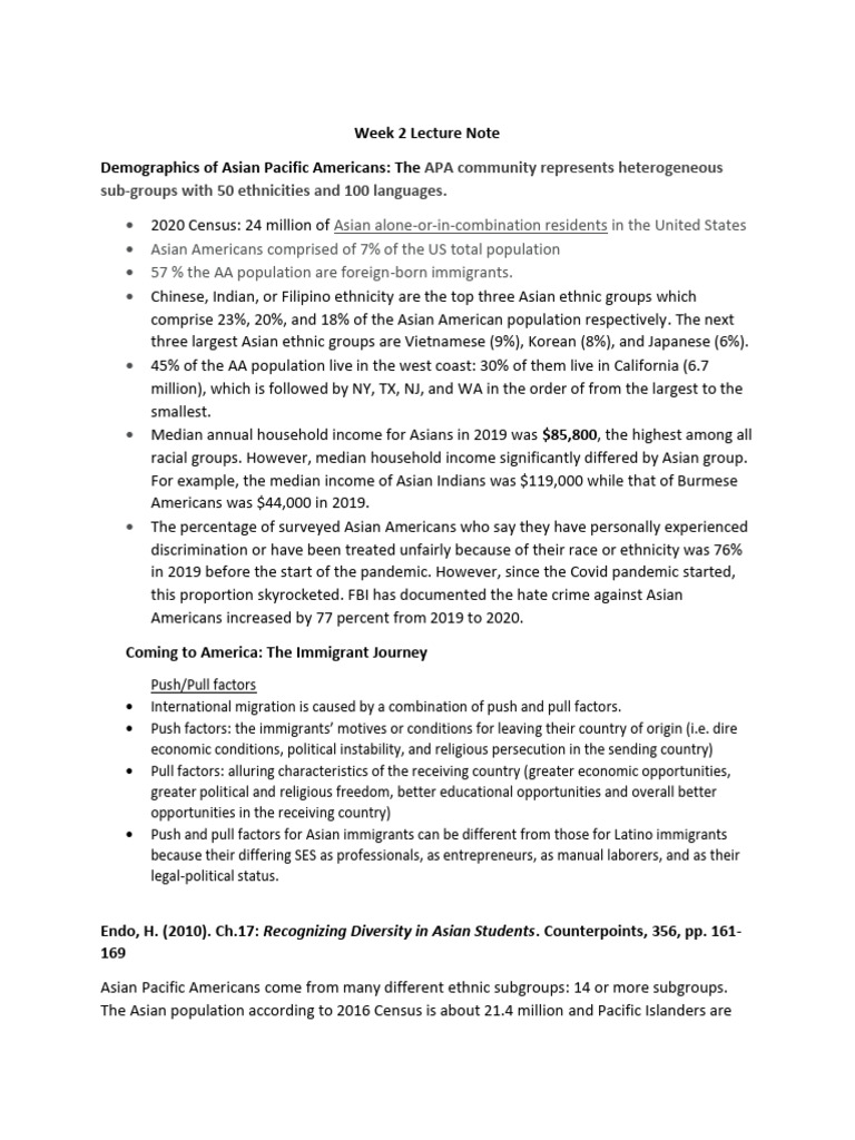 Week 2 Lecture Note Fall24 | PDF | Immigration | Politics And Race