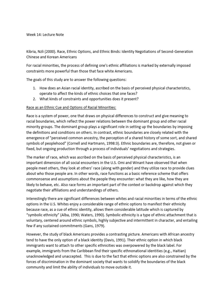 Week 14 Lecture Note Fa25 | PDF | Ethnicity | Racism