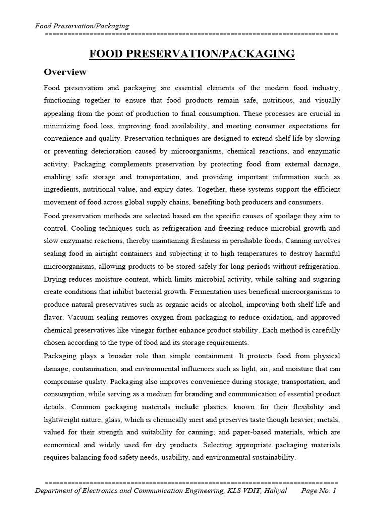 Food Preservation Packaging | PDF | Food Preservation | Food Security