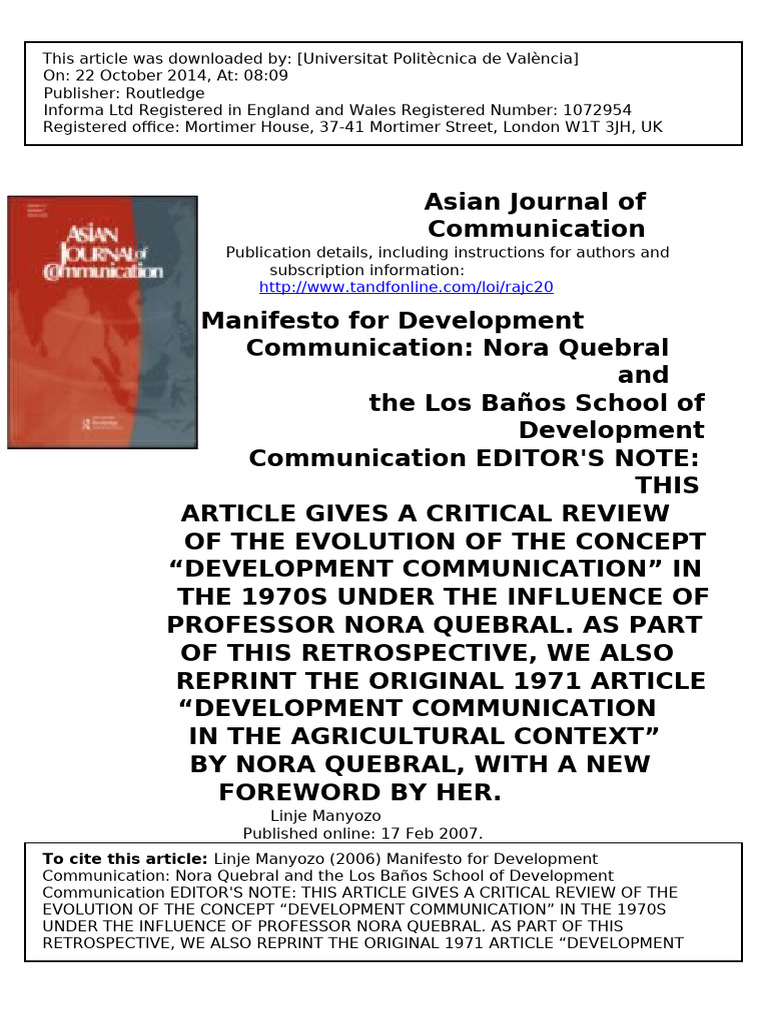 MANYOZO 2006 Manifesto For Development Communication | PDF | Social ...
