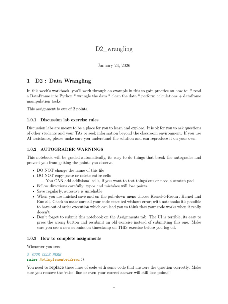 D2 Wrangling | PDF | Boolean Data Type | Computer Programming