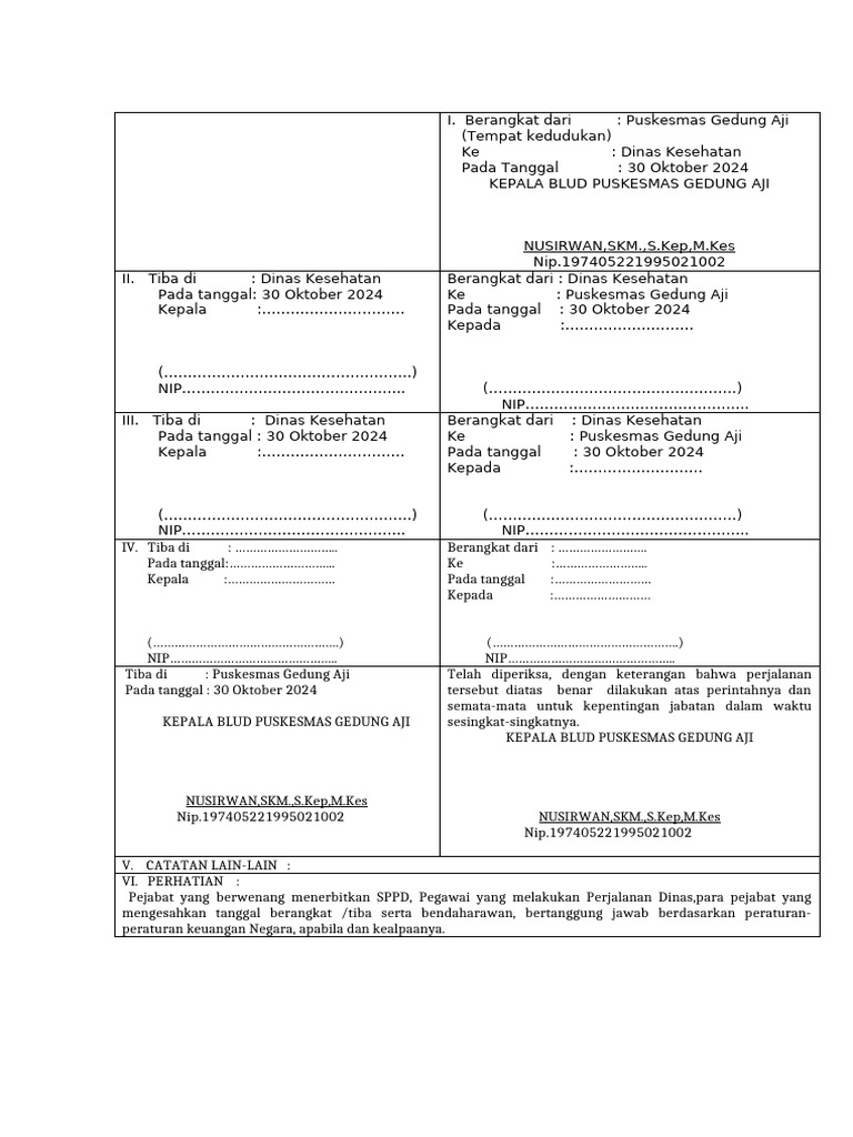 Contoh SPT Dan SPPD Untuk 1 Orang | PDF