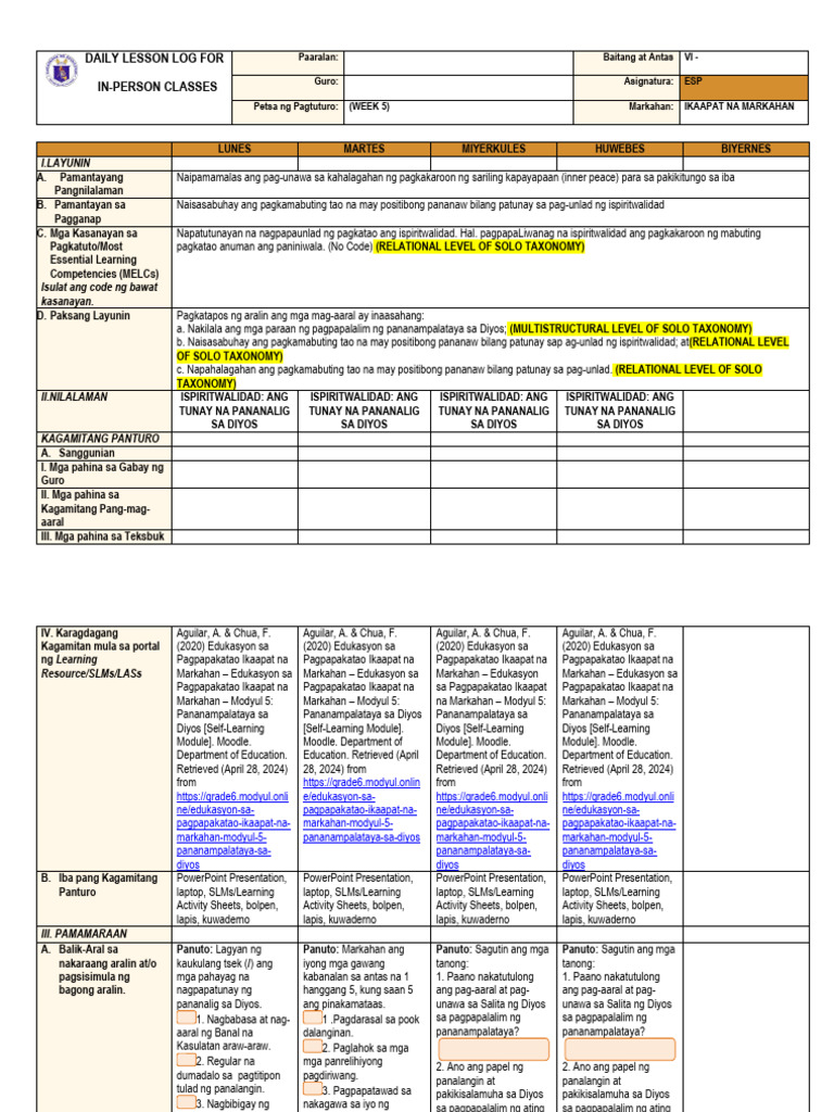 Q4 - Esp - DLL - Week 5 | PDF