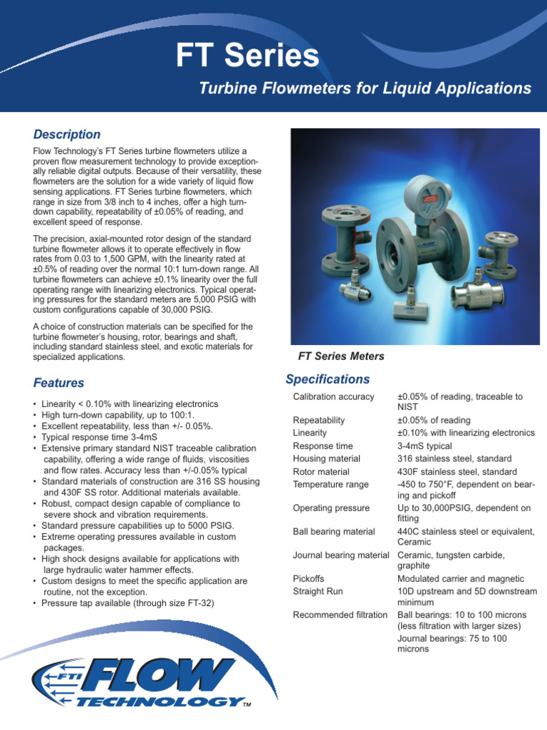 DB Ftseries Turbine Flowmeters Liquid Eng Revh | PDF | Flow Measurement ...