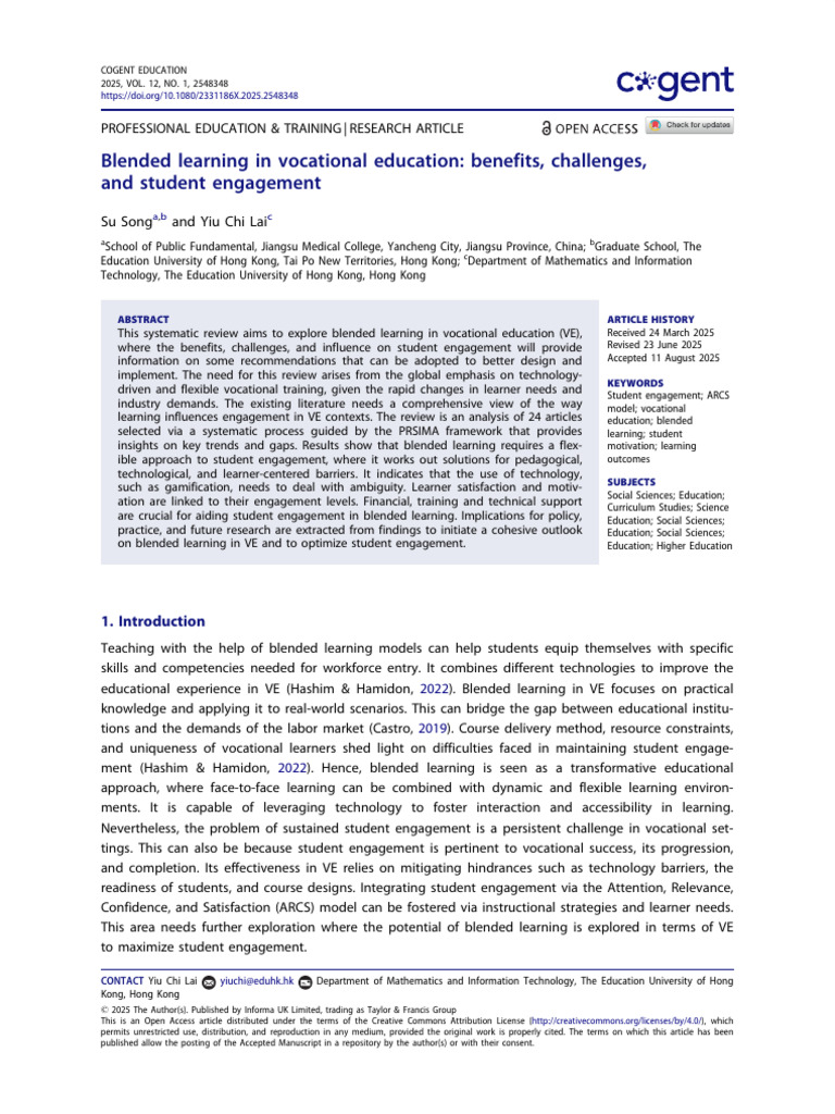 Blended Learning in Vocational Education Benefits | PDF ...