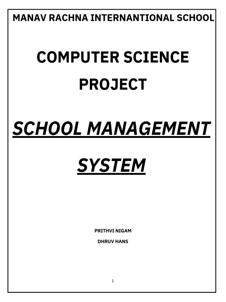 Computer Science Project School Management System | PDF | Sql | Databases