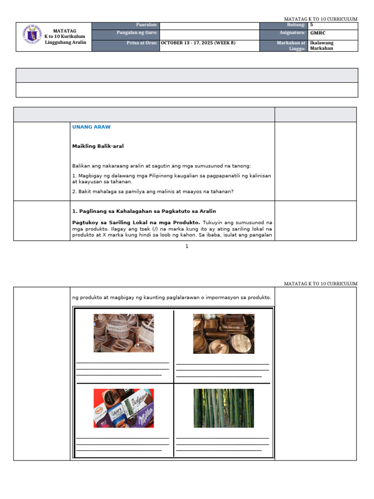 DLL Matatag - GMRC 5 Q2 W8 | PDF