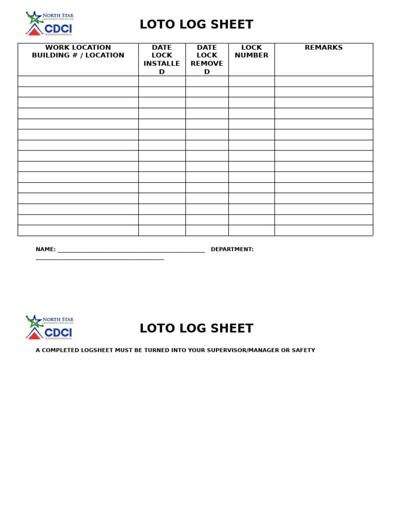 Cdci Loto Logsheet | PDF
