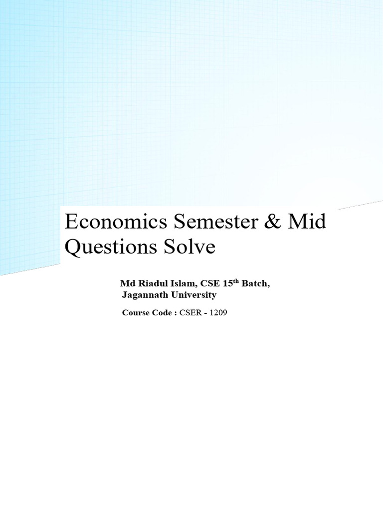 Economics Semester Questions Solve Final | PDF | Demand | Elasticity ...