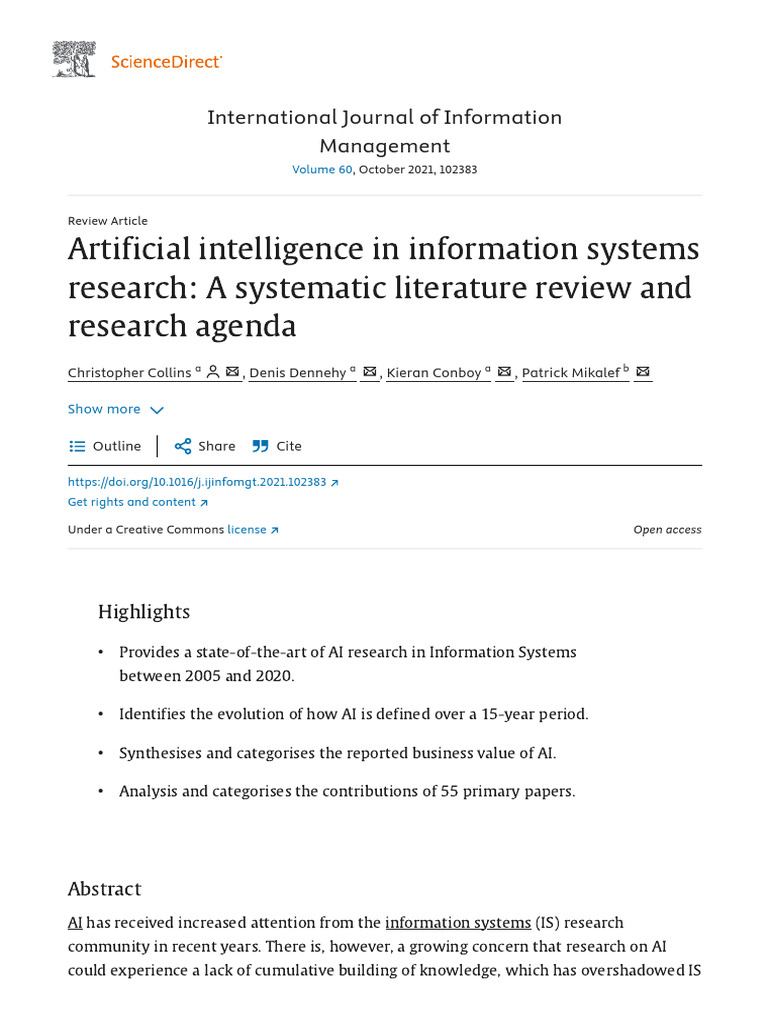 Artificial Intelligence in Information Systems Research - A Systematic ...
