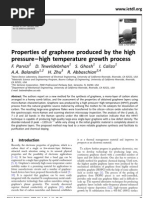 Properties of Graphene Produced by The High Pressure - High Temperature Growth Process