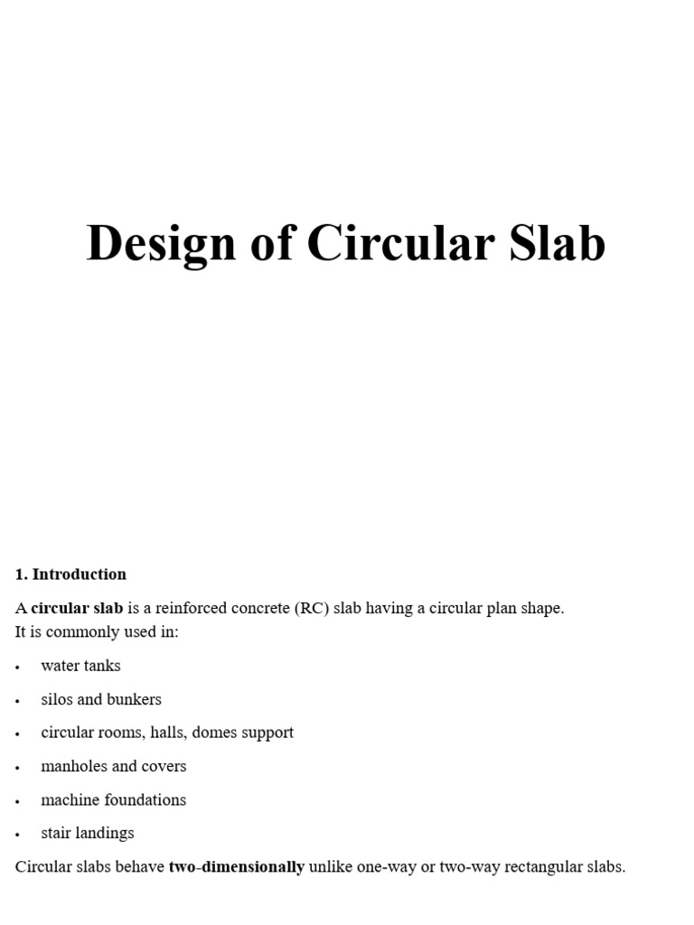Design of Circular Slab | PDF | Bending | Beam (Structure)