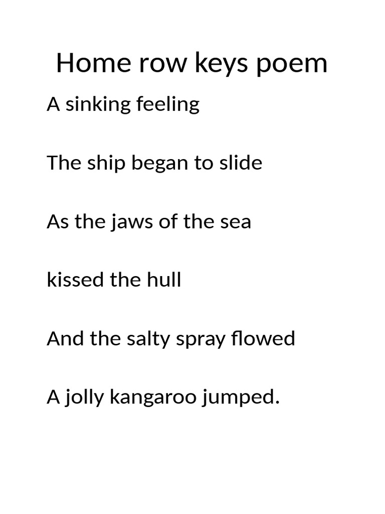 Home Row Keys Poem p3 | PDF