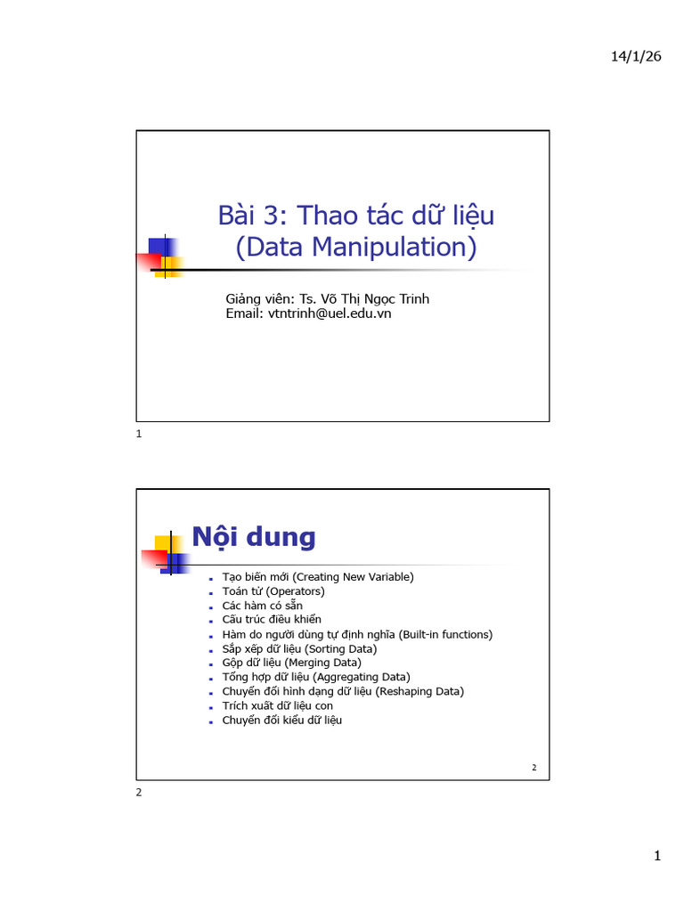Bài 3 R Data Manipulation V | PDF