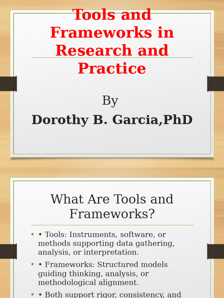 Tools and Frameworks Presentation | PDF | Methodology | Data