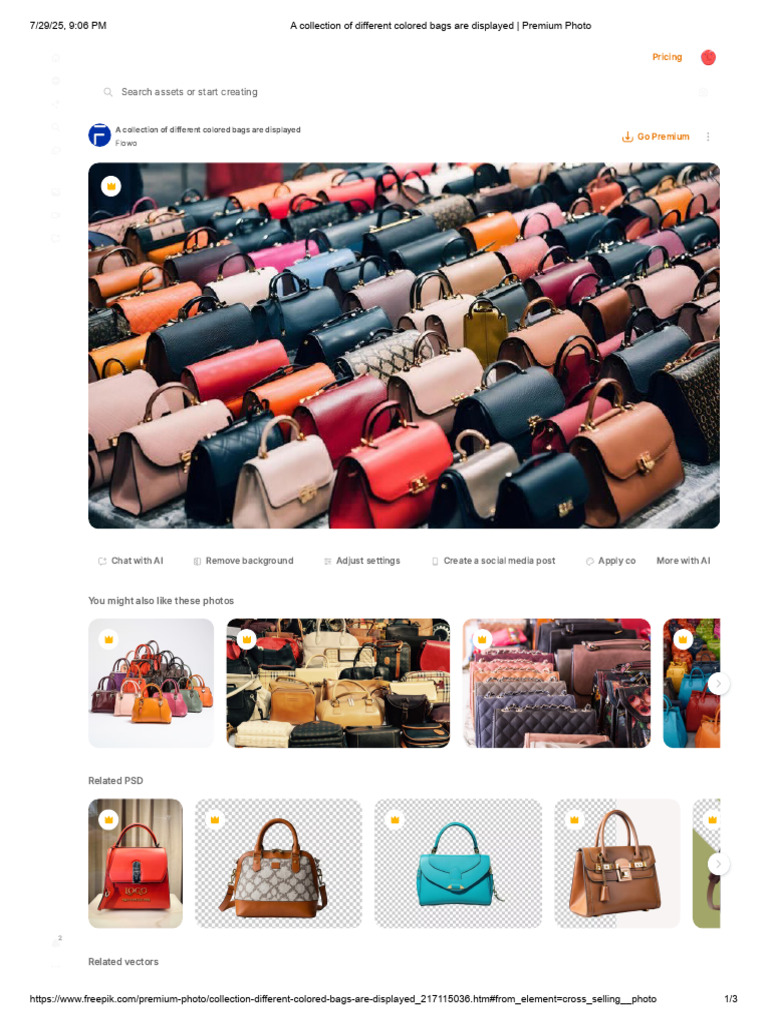 A Collection of Different Colored Bags Are Displayed - Premium Photo | PDF