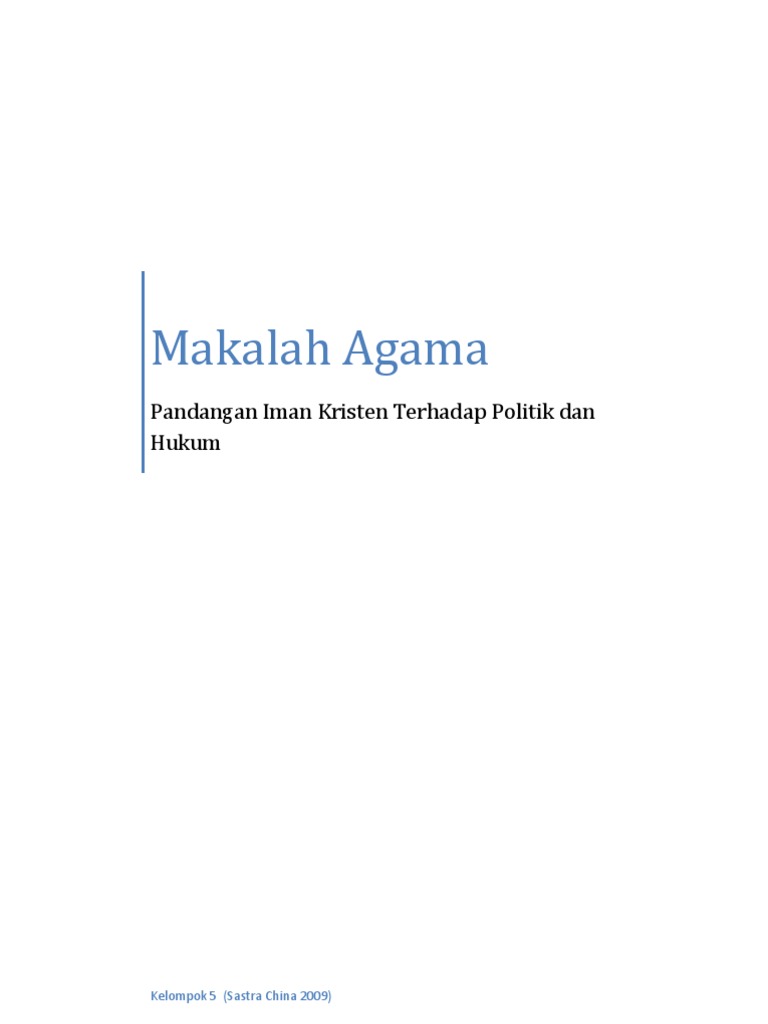 Makalah Agama Pandangan Iman Kristen Terhadap Politik Dan Hukum