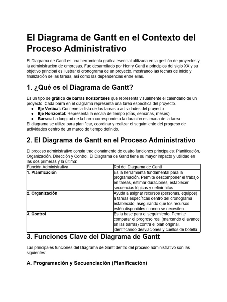 Diagrama de Gantt y Proceso Administrativo | PDF | Gestión de proyectos ...