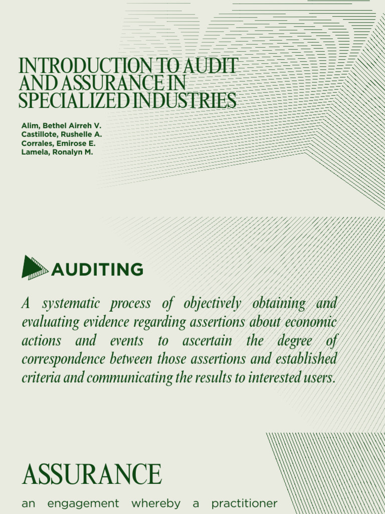 Introduction To Audit and Assurance in Specialized Industries ...