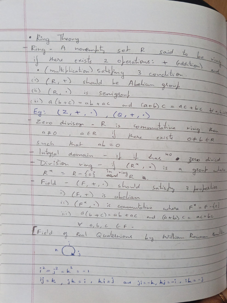 Handwritten Notes of Ring Theory | PDF