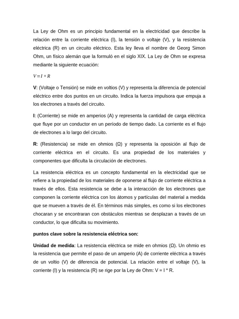 Ley de Ohm y Resistencia Electrica | PDF | Resistencia Eléctrica y ...
