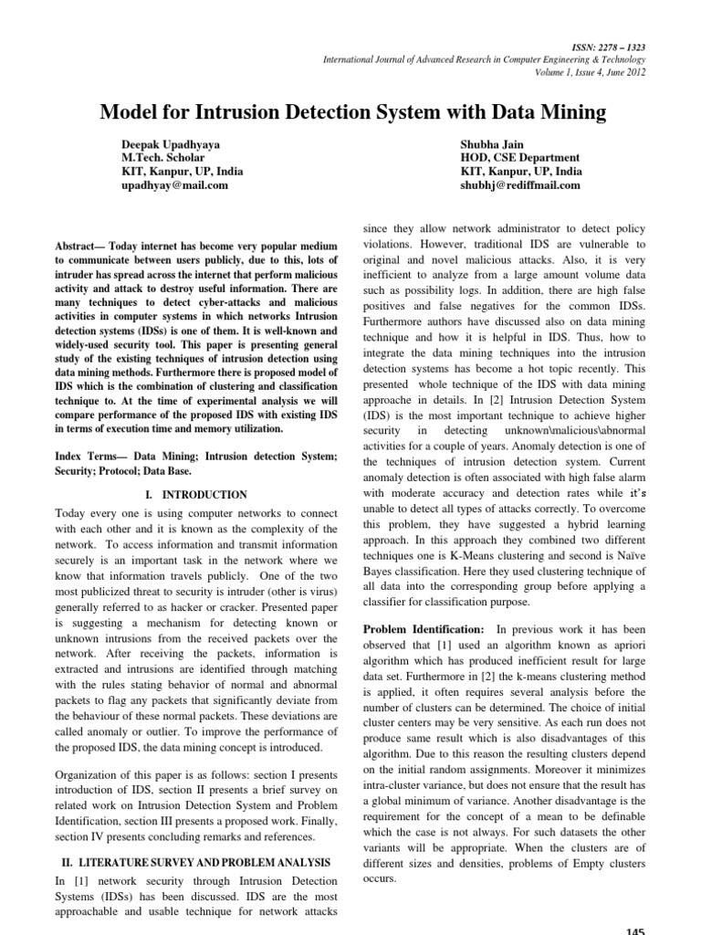 Model For Intrusion Detection System With Data Mining | PDF ...