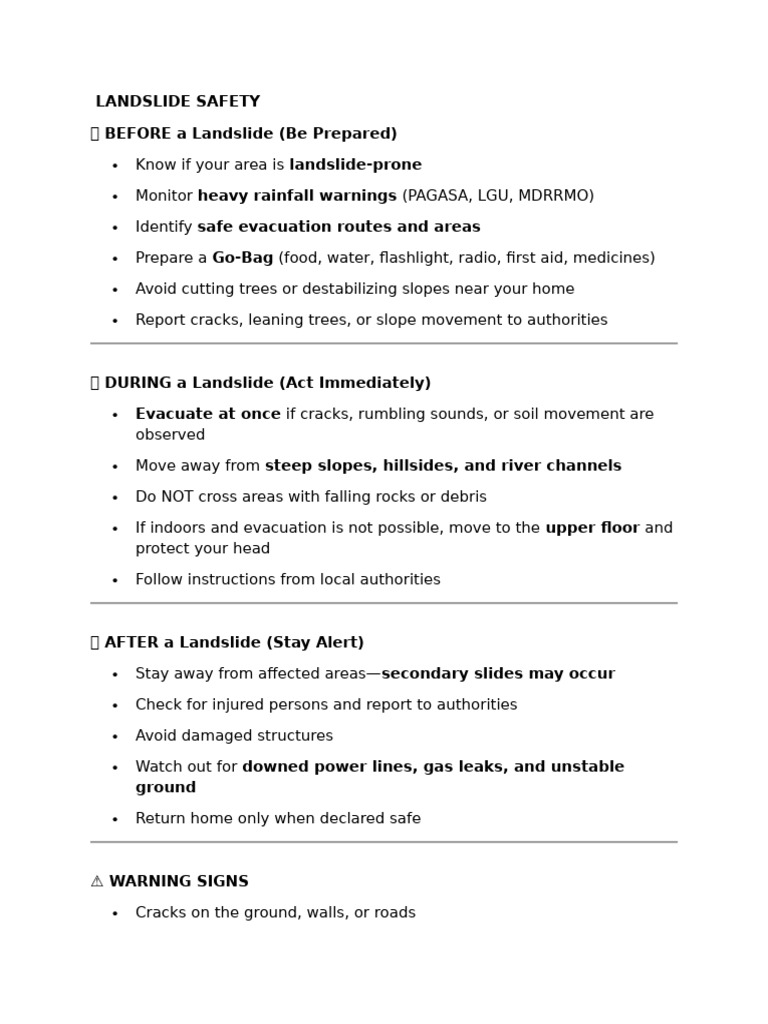 Landslide Safety | PDF