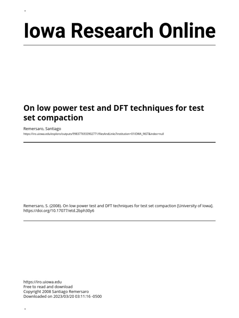 On Low Power Test and DFT Techniques For Test Set Compaction | PDF ...