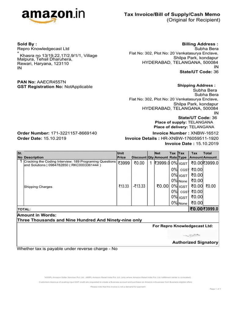 Amazon Invoice | PDF