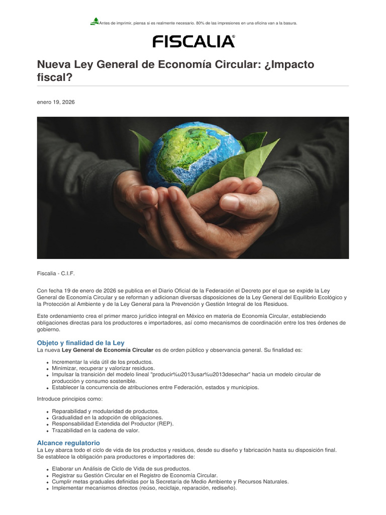 Nueva Ley General de Economía Circular - ¿Impacto Fiscal | PDF ...