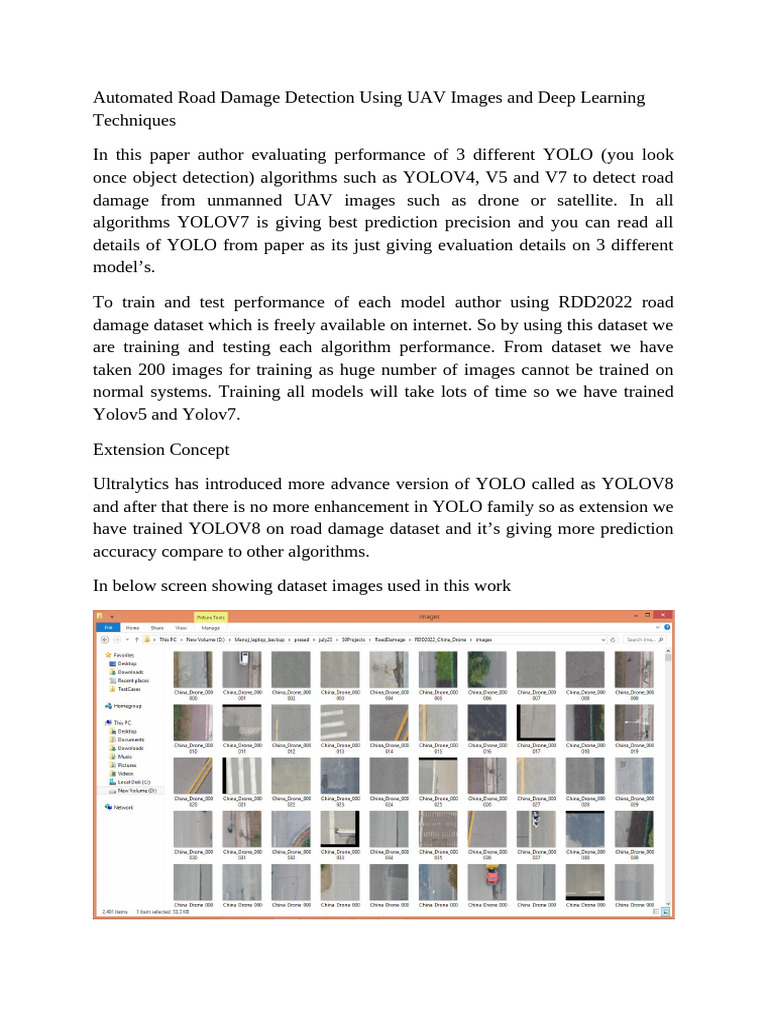 SCREENS Automated Road Damage Detection Using UAV Images and Deep ...