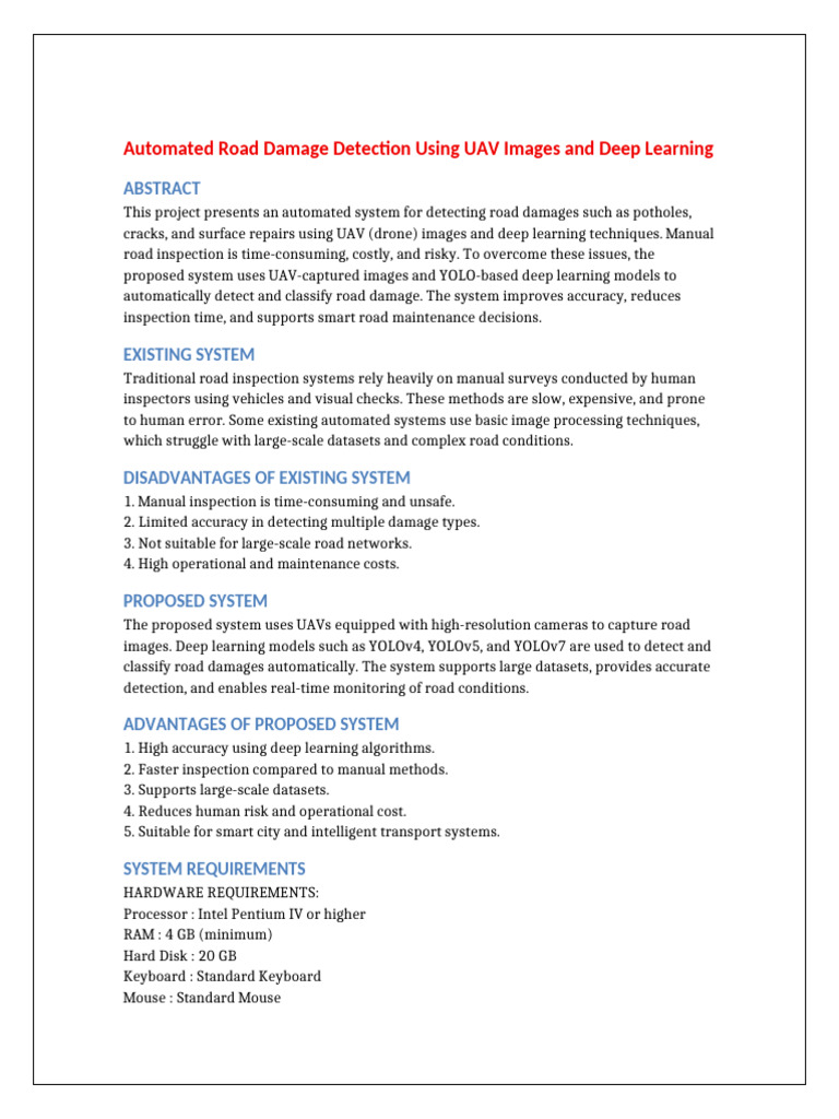 Road Damage Detection Project | PDF | Deep Learning | Unmanned Aerial ...