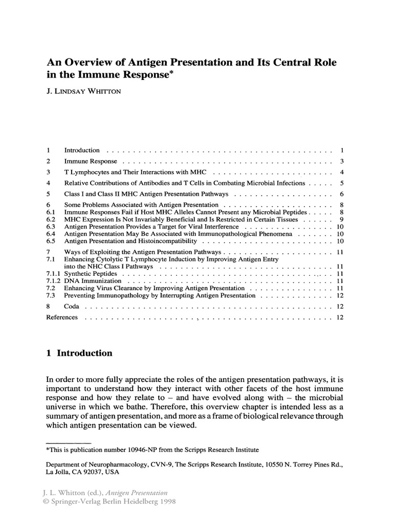 An Overview of Antigen Presentation and Its Central Role in The Immune ...