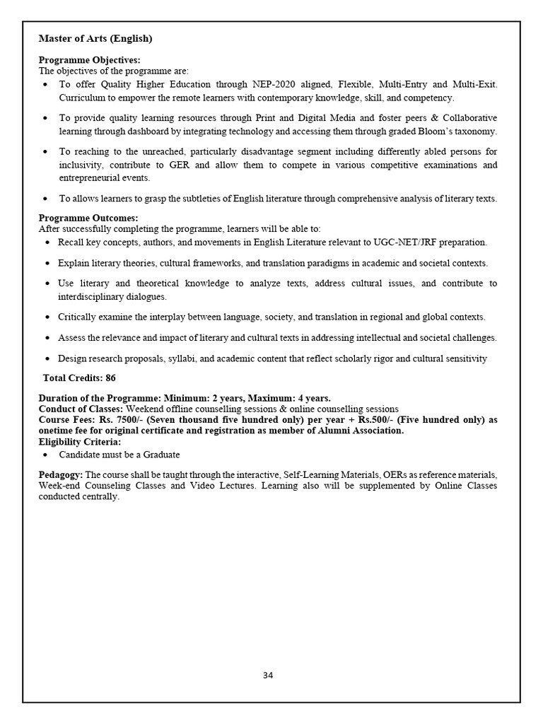 MAEG-Course Structure - 2025 | PDF | Cognition | Liberal Arts Education