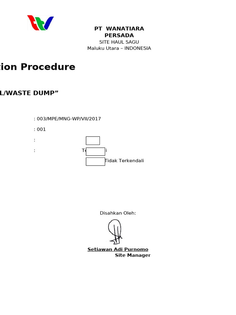 003 S.O.P Mpe Desain Disposal-Waste Dump | PDF