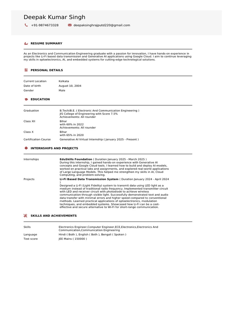 Deepak Kumar Singh Resume-2 | PDF | Artificial Intelligence ...