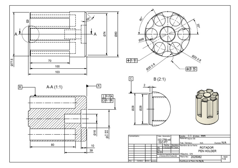 Rotador+Pen+Holder Drawing v6 | PDF | Ingeniería