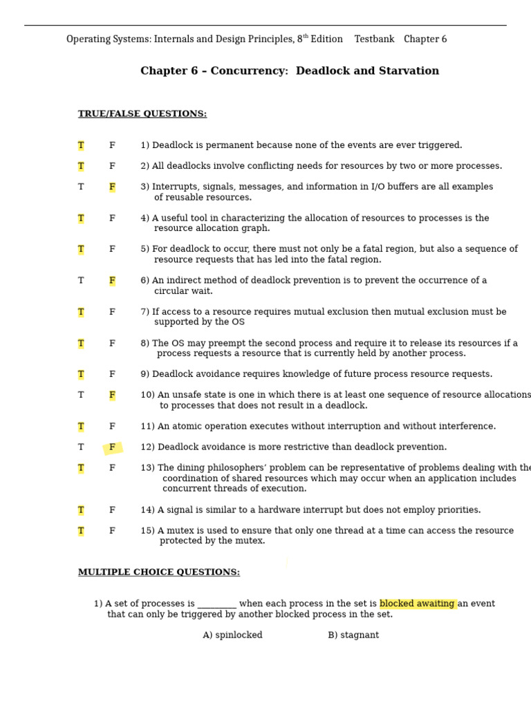 Chapter 06 - Deadlock and Starvation بصمجة | PDF | Process (Computing ...