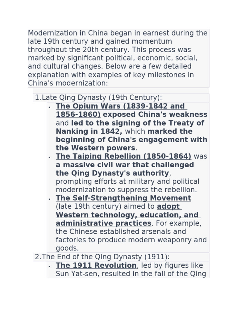 Backstory Part II - Modernization in China1 | PDF | China | World Politics