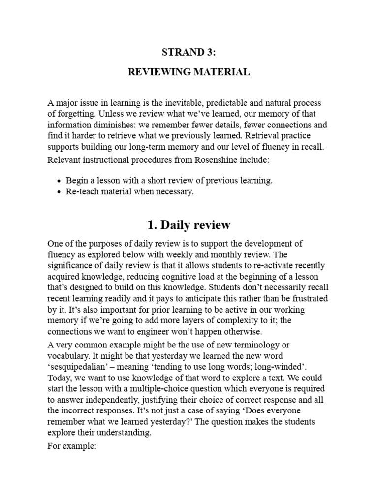 Strand 3 Reviewing Materials | PDF