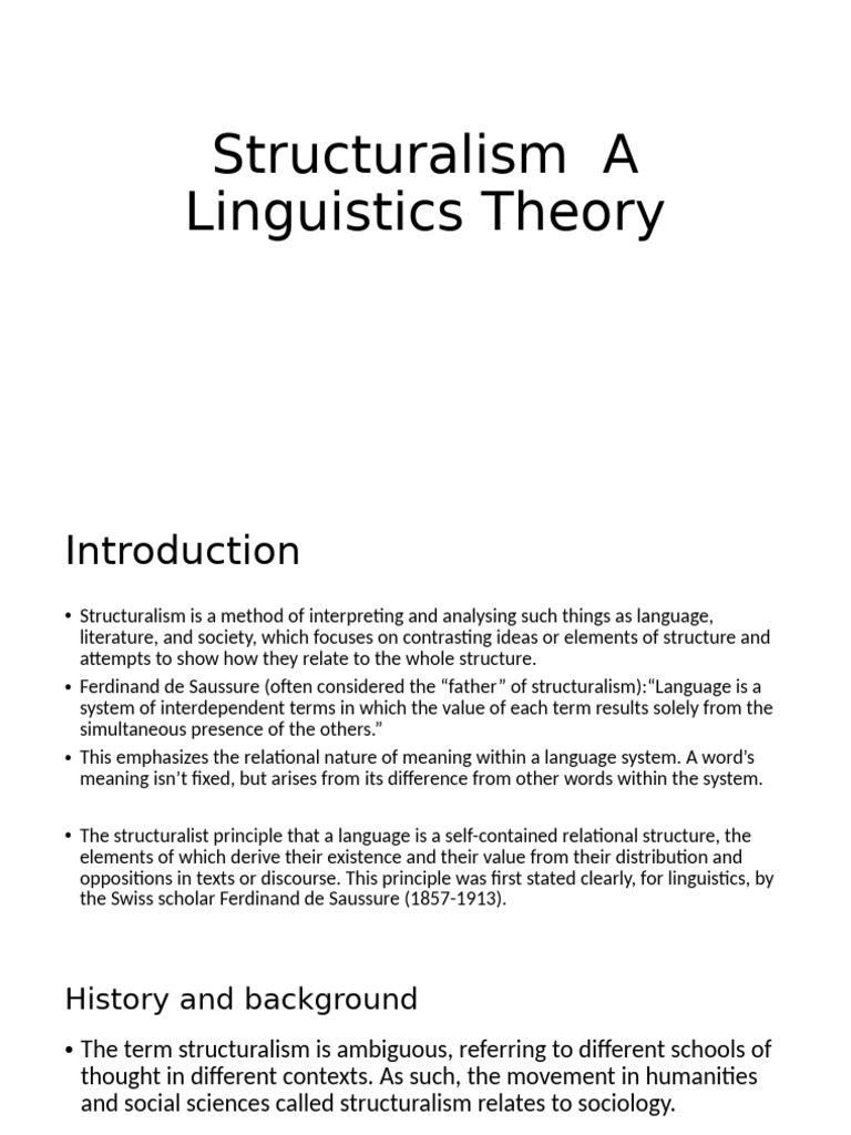 Structuralism A Linguistics Theory | PDF | Liberal Arts Education ...