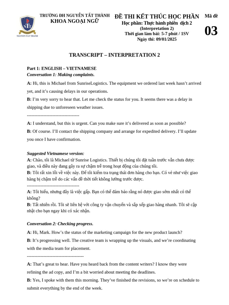 Script - Set 3 | PDF