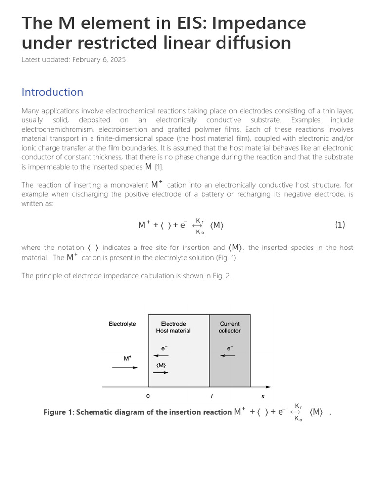 The M Element in EIS - Impedance Under Restricted Linear Diffusion ...