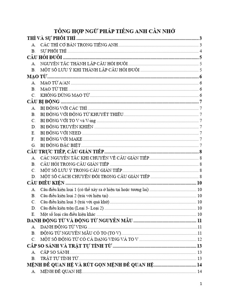 NG Pháp Toeic T NG H P | PDF