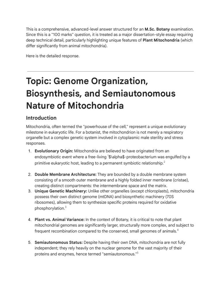 Qus-Discuss The Genome Organisation and Biosynthe.. | PDF ...