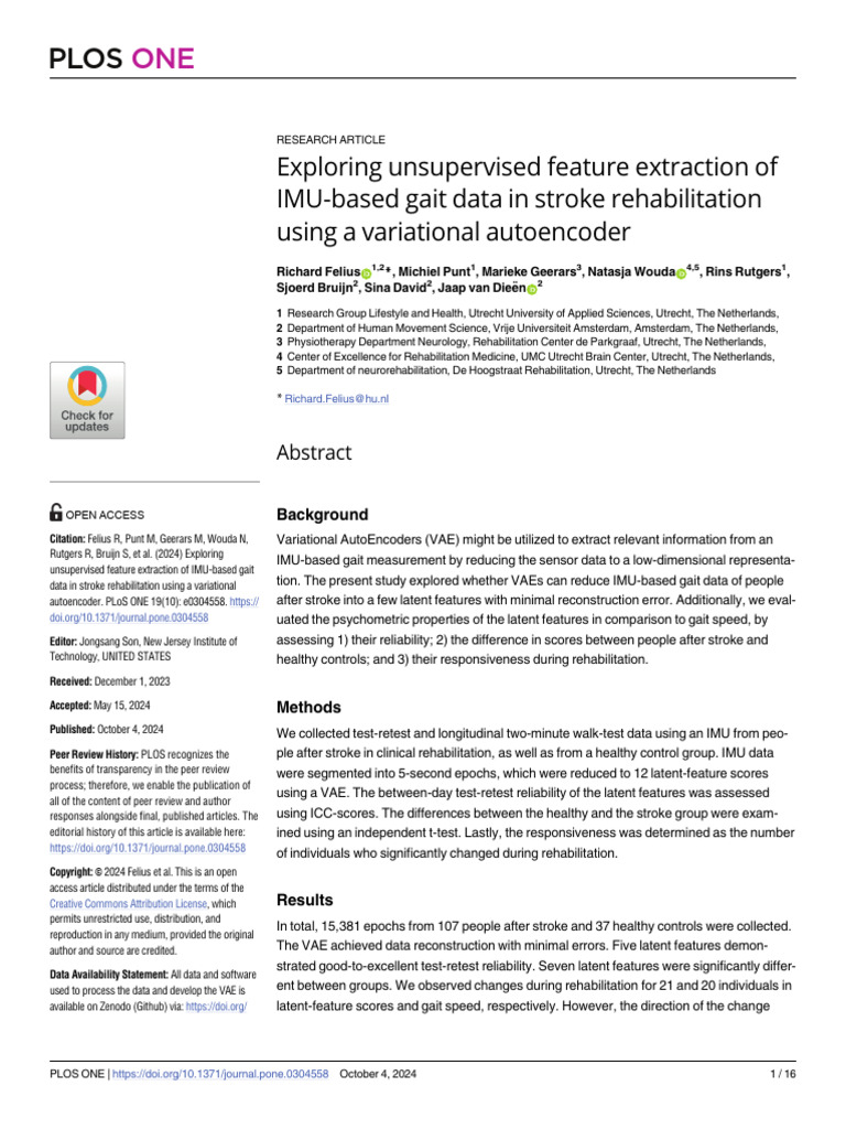 Exploring Unsupervised Feature Extraction of IMU-based Gait Data in ...