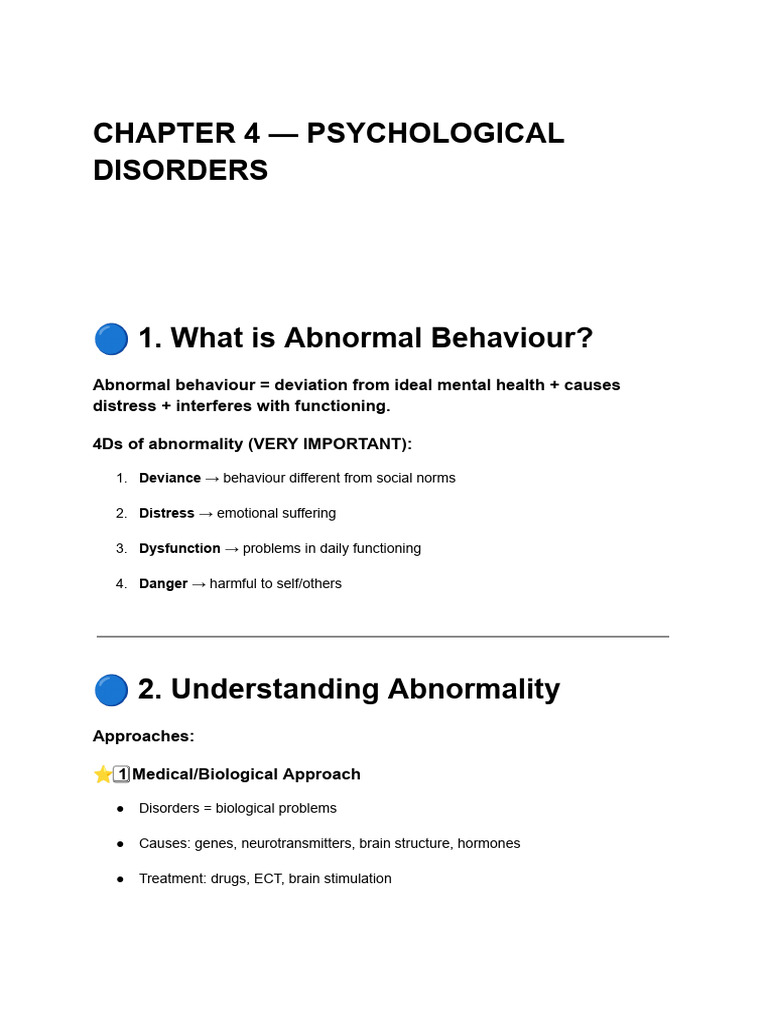 Chapter 4 - Psychological Disorders | PDF | Mental Disorder | Anxiety