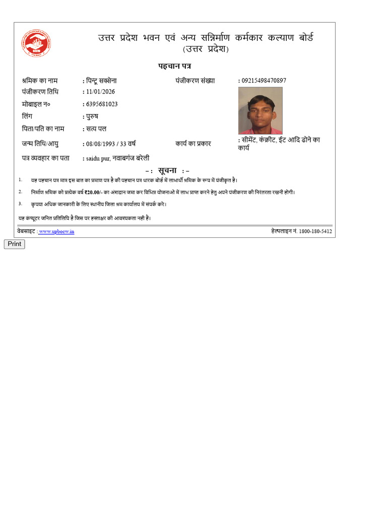 Labour Card | PDF