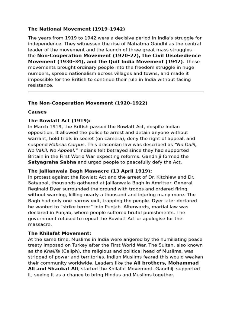 The National Movement | PDF | Mahatma Gandhi | Nonviolence