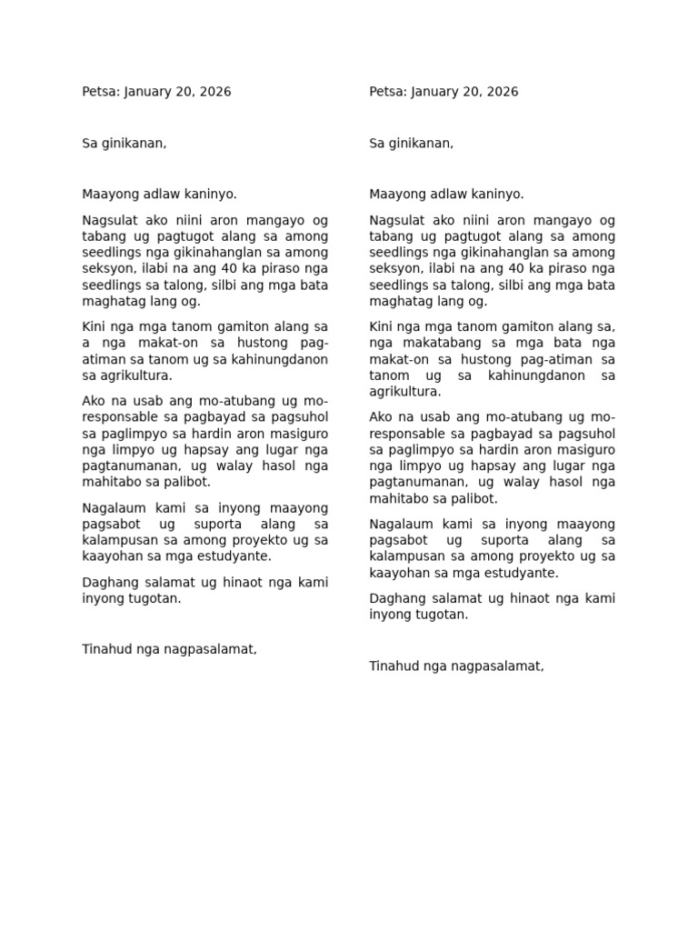 Letter For Gulayan | PDF